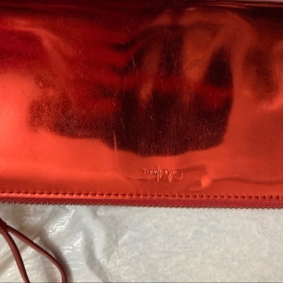 Cole haan red mettalic wristlet clutch wallet